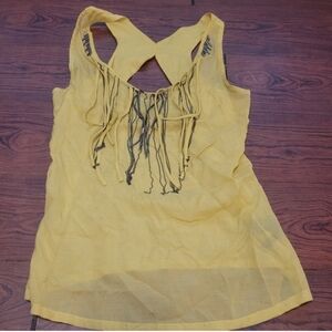 2/$10, 3/$13 Yellow Sleeveless Metal Fringe Top